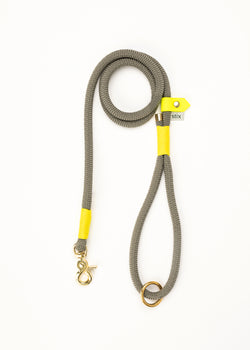 Dog Lead / Charcoal Grey with Yellow Trim