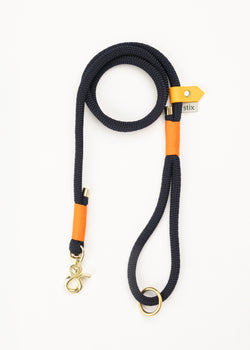 Dog Lead / Navy Blue with Orange Trim